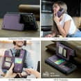 thumbnail image 6 of Mantto Case for Samsung Galaxy S21 Ultra with Card Holder, Retro PU Leather RFID Blocking Credit Card Slots Double Magnetic Clasp Flip Kickstand Shockproof Phone Cover for Galaxy S21 Ultra,Purple, 6 of 9