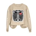 thumbnail image 5 of Halloween Skeleton Printed Sweatshirt For Women Fall Fleece Lined Crewneck Long Sleeve Pullover Tops S-XXL, 5 of 6