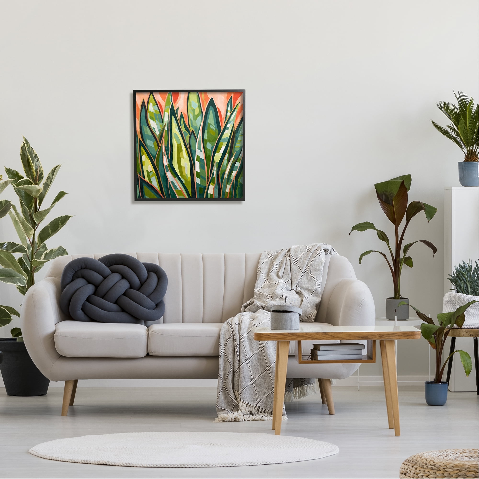 Stupell Industries Abstract Tropical Leaves Botanical & Floral Painting Black Framed Art Print Wall Art, 24 x 24