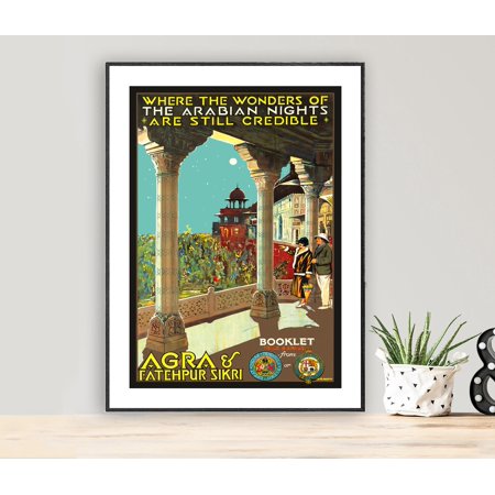 POSTER Agra and Fatehpur Sikri, India Vintage Travel Poster - Poster Paper, Print / Gift Idea / Wall Decor-UNFRAMED