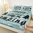 thumbnail image 3 of Manfei Happy Camping Twin Sheet Sets,Old Barn Door Twin Fitted Sheet,Blue Black Flat Sheet For Girls,Ultra Soft Home Decor,3pcs, 3 of 7