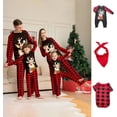thumbnail image 1 of Conjunto de pijama con estampado de alce navideño, traje de padre e hijo, Top de manga larga con cuello redondo y pantalones a rayas a cuadros, ropa de dormir y de estar por casa xuanjing unisex, 1 of 2