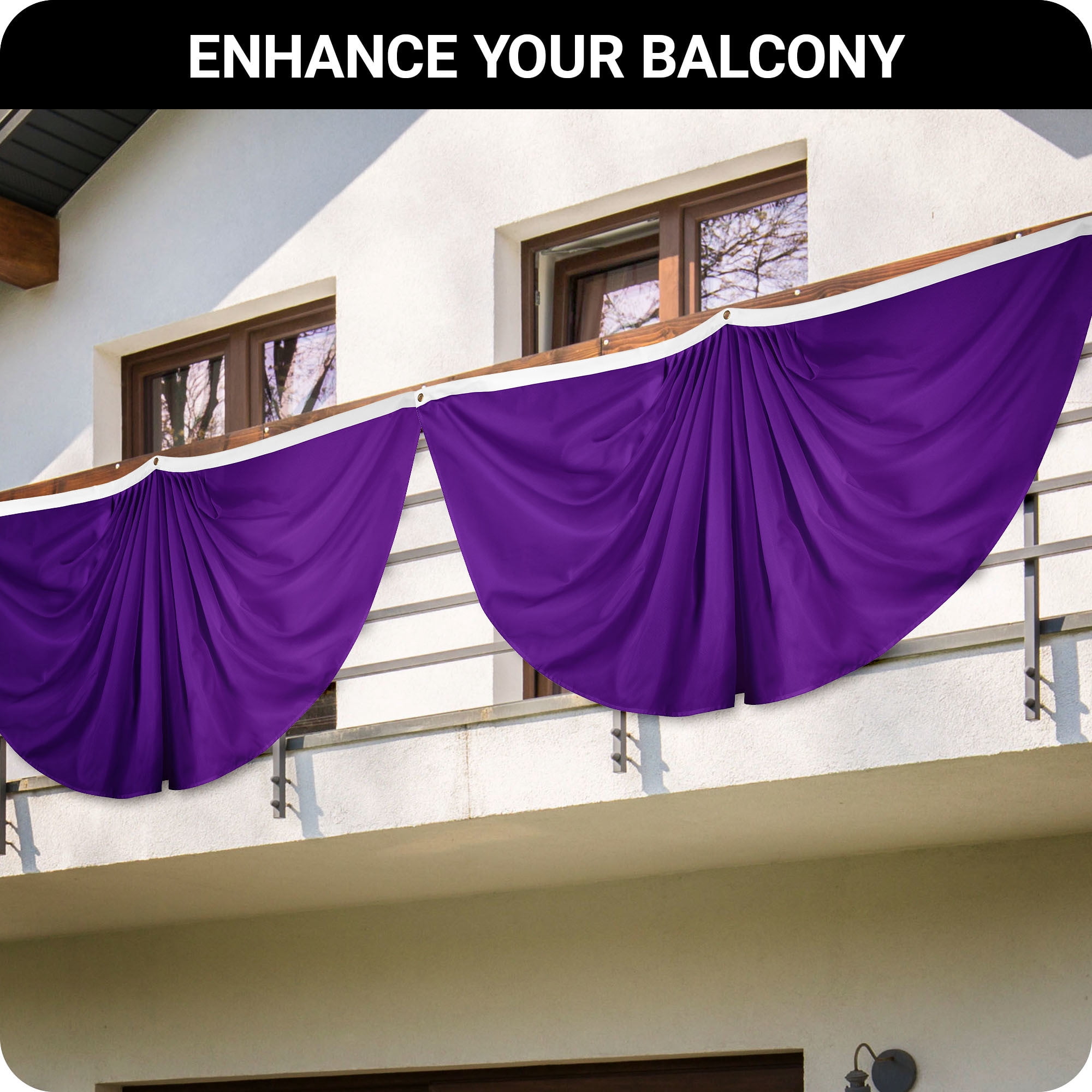 G128 Solid Purple Color Pleated Fan Flag | 3x6 Ft | Printed 150D Polyester | Color Fan Flag Decoration, Indoor/Outdoor, Vibrant Colors, Brass Grommets