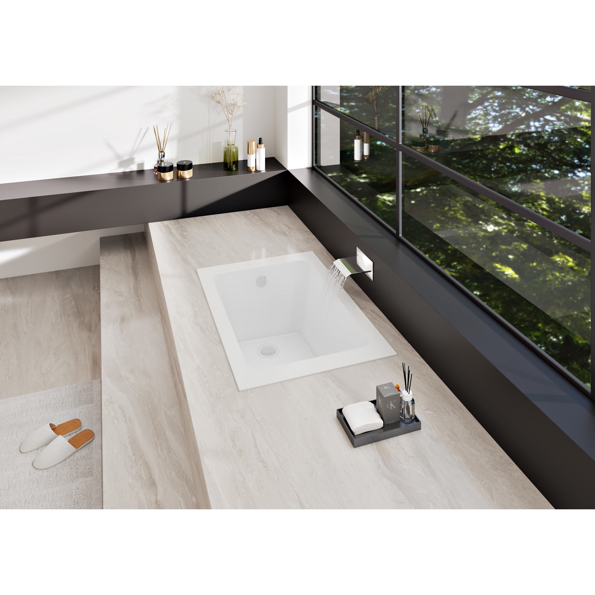Kingston Brass VTPN483219T 48-Inch Acrylic Rectangular Drop-In Tub with Anti-Skid Surface in Glossy White