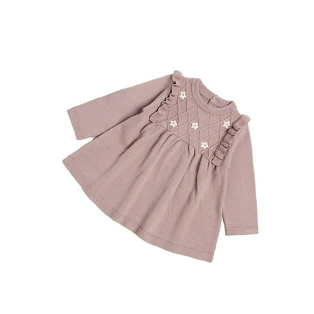 

Floral Print Round Neck Long Sleeve Dusty Pink Baby Sweater Dresses (Baby s)