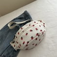 thumbnail image 3 of Riñonera de pana para hombre y mujer, bolso de pecho a la moda con bolsillo de fresas, monedero de viaje deportivo, riñonera a cuadros, 3 of 5
