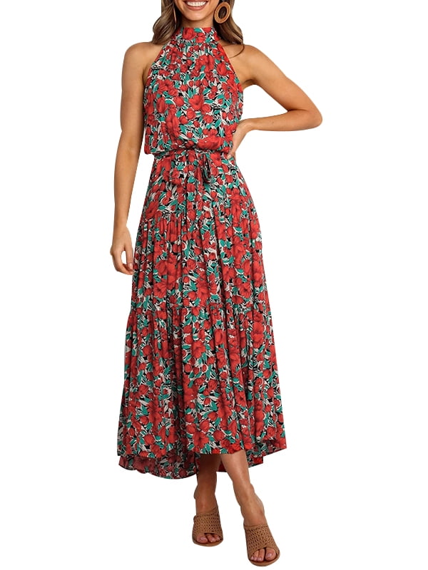 choker neck maxi dress