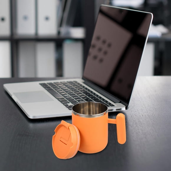 RENACLIPY Fancy Coffee Cups with Thermal Insulation for Storage Use in Orange Color Portable and Stainless Steel Plastic 32 oz