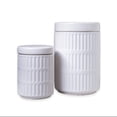 thumbnail image 3 of {Yvelle White Ceramic Canister Set, Kitchen Counter Storage Containers for Sugar, Coffee, Tea & Snacks, Decorative Food Storage Jars, Set of 2}, 3 of 4