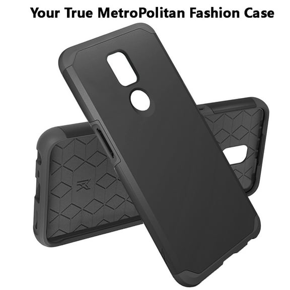 for Cricket Icon 3 Ultra Slim Corner Protection Shock Absorption Hybrid Dual Layer Hard PC   TPU Rubber Armor Defender Cover ,Xpm Phone Case [Black]