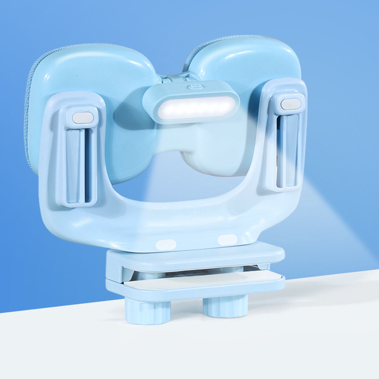BIMZUC Kids Sitting Posture Reminder LED Light, Adjustable Children Writing Posture Corrector, Double Chest Support Vision Protector for Students, 7.87 x 7.48 x 3.54 inches, Sky Blue