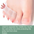 thumbnail image 4 of GIXUSIL 10 Pack Bunion Corrector Pinky Toe Separator, Soft Silicone Gel Little Pinky Toe Protectors Sleeve for Calluses, Blisters, Corns and Pain Relief from Friction, Fits Men and Women（Transparent）, 4 of 5