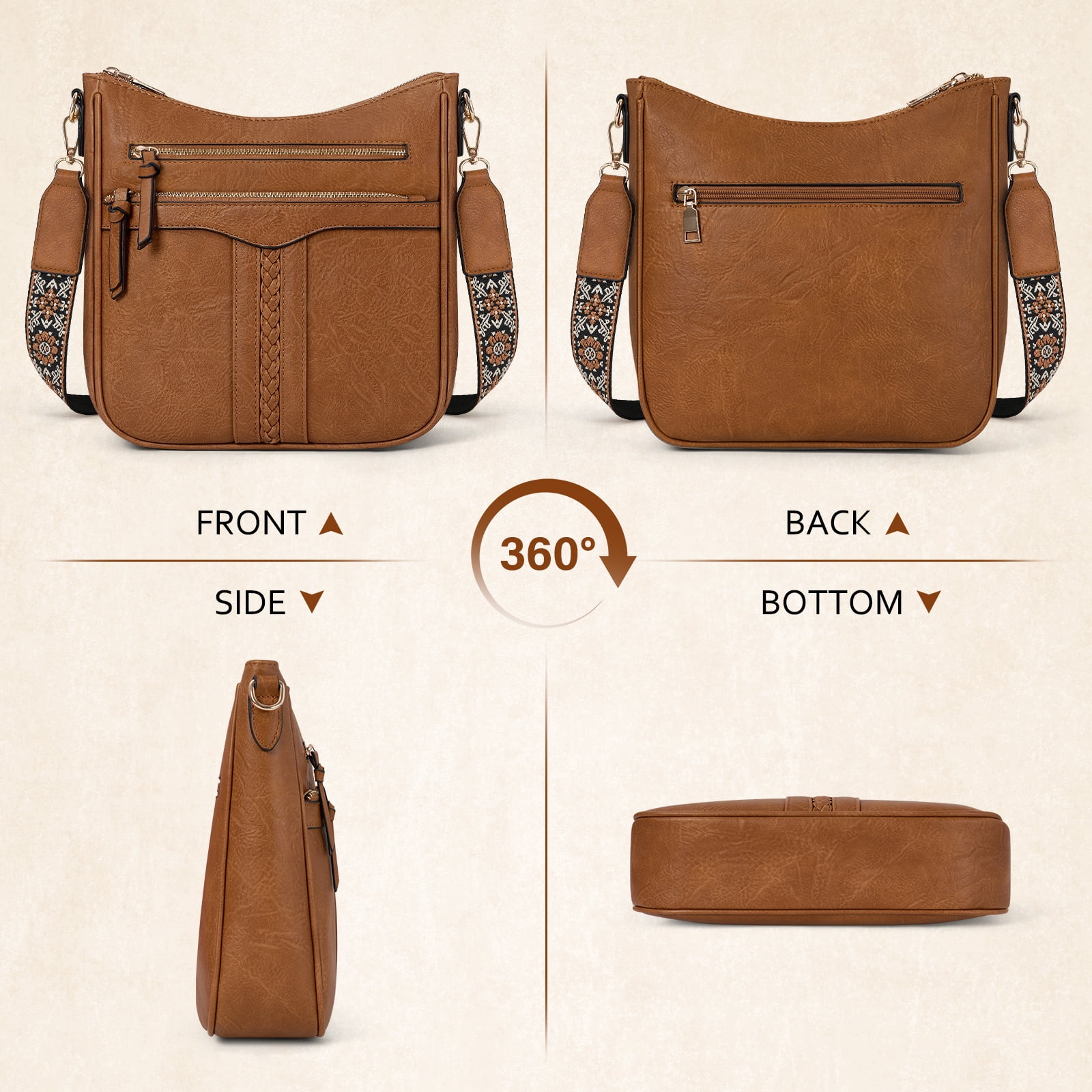 RAINSMORE Roomy Crossbody Bags for Women Trendy Handbags Crossbody Purses Soft Leather Shoulder Bag Lightweight Travel Purse