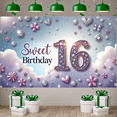 thumbnail image 5 of Sparkling  Sweet 16 Banner Floral Design 16th Birthday Display Purple Pink Butterfly Accent Birthday Backdrop for Sweet 16 Party Teenage Birthday Photo Shoot, 5 of 8