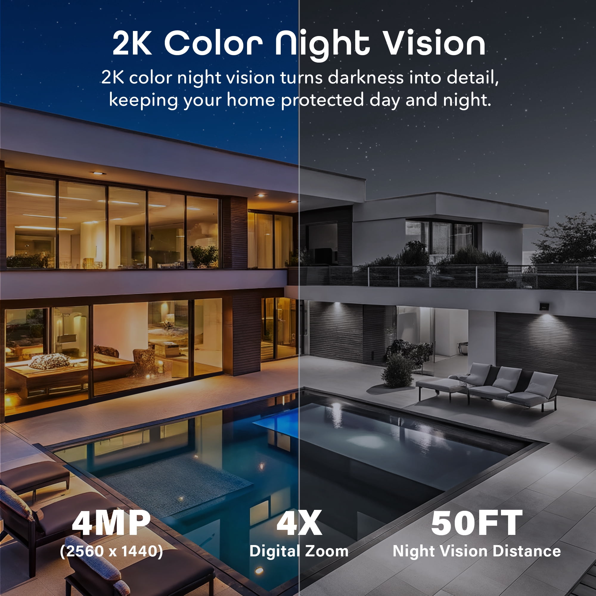 Geeni Perch 3MP Smart Magnetic Battery & Solar Wireless Camera - 2K HD Outdoor Wireless Camera Security with Color Night Vision, LED Spotlight, 2-Way Audio, & IP66 Weatherproof
