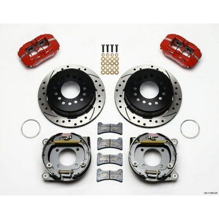 Wilwood Dynapro Low-Profile 11.00in P-Brake Kit Drill-Red Chevy 12 Bolt 2.75in Off w/ C-Clips