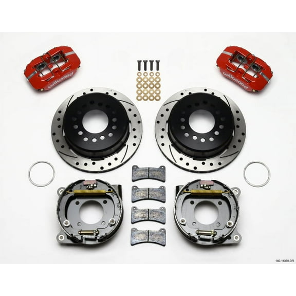 Wilwood Dynapro Low-Profile 11.00in P-Brake Kit Drill-Red Chevy 12 Bolt 2.75in Off w/ C-Clips