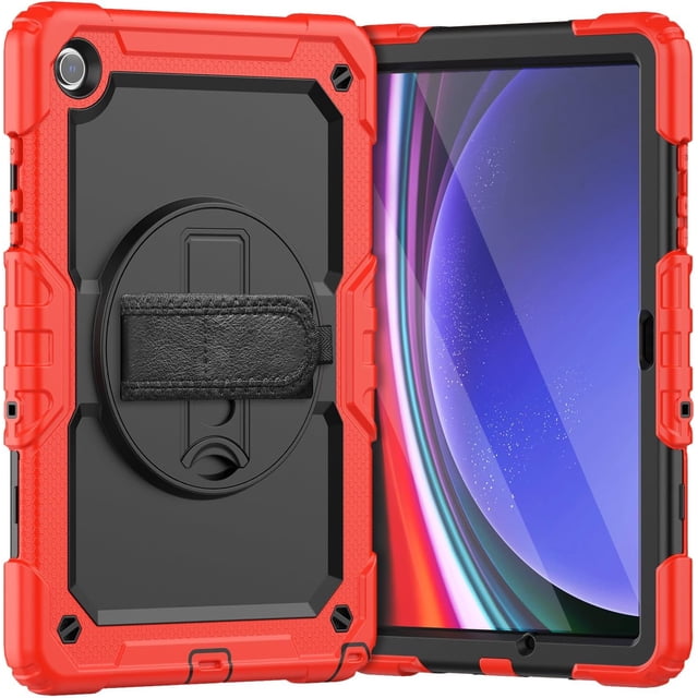 Funda para Samsung Galaxy Tab A9 Plus 11'' 2023 (SM-X210/X216/X218), Funda Protectora Resistente a Golpes con Protector de Pantalla, Soporte Giratorio de 360°, Correa para Mano/Hombro y Soporte para