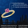 thumbnail image 2 of Gem Stone King 14K Yellow Gold Pink Moissanite and Lab Grown Diamond Engagement Ring for Women | 0.96 Cttw | Round 6MM | Gemstone Birthstone | Size 5, 2 of 6