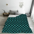 thumbnail image 5 of Rateoe Black And Teal Checkerboard Print Fuzzy Fleece Throw Blanket Extra Large,Super Soft,Fluffy and Warm Blankets for Couch,Bed,All Season Use (40"x30"), 5 of 8