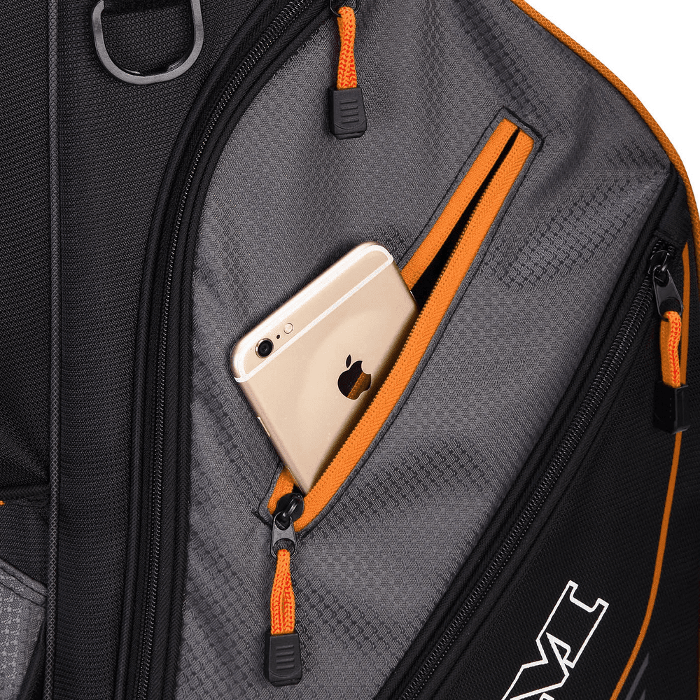 Ram Golf Lightweight Cart Bag with 14 Way Dividers Top Grey/Silver/Orange