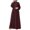 Wine Red, variant on ZANZEA Women Muslim Dress Buttons Long Sleeve High Waist Solid Color Maxi Dress
