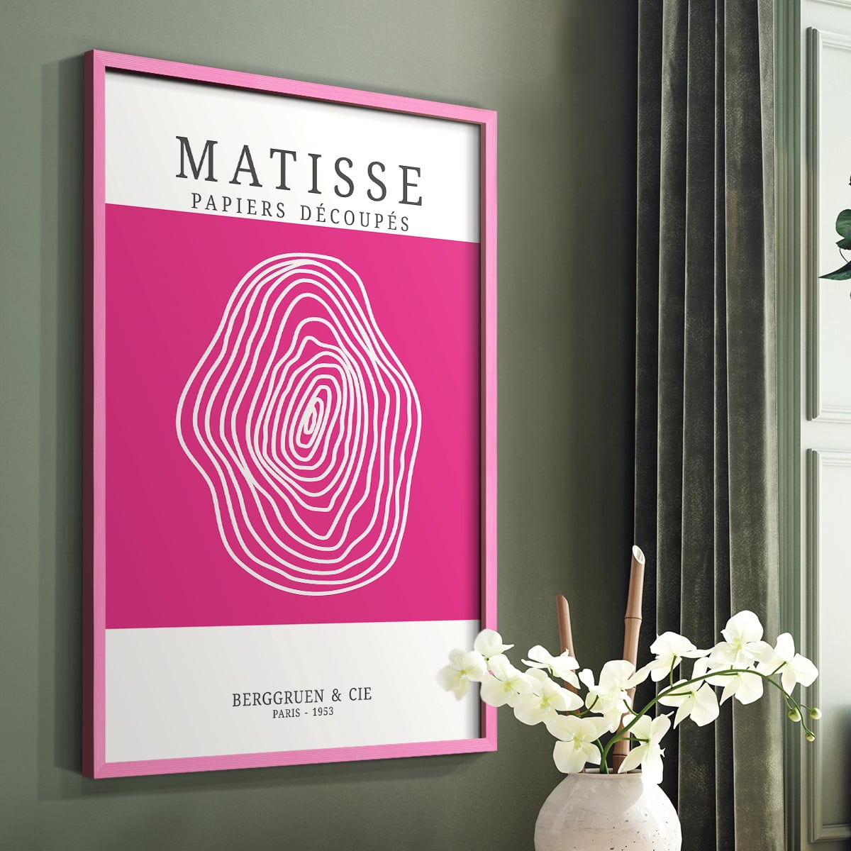 Matisse CDXXIII in Pink Solid Wood Framed Print No Nail Hanging