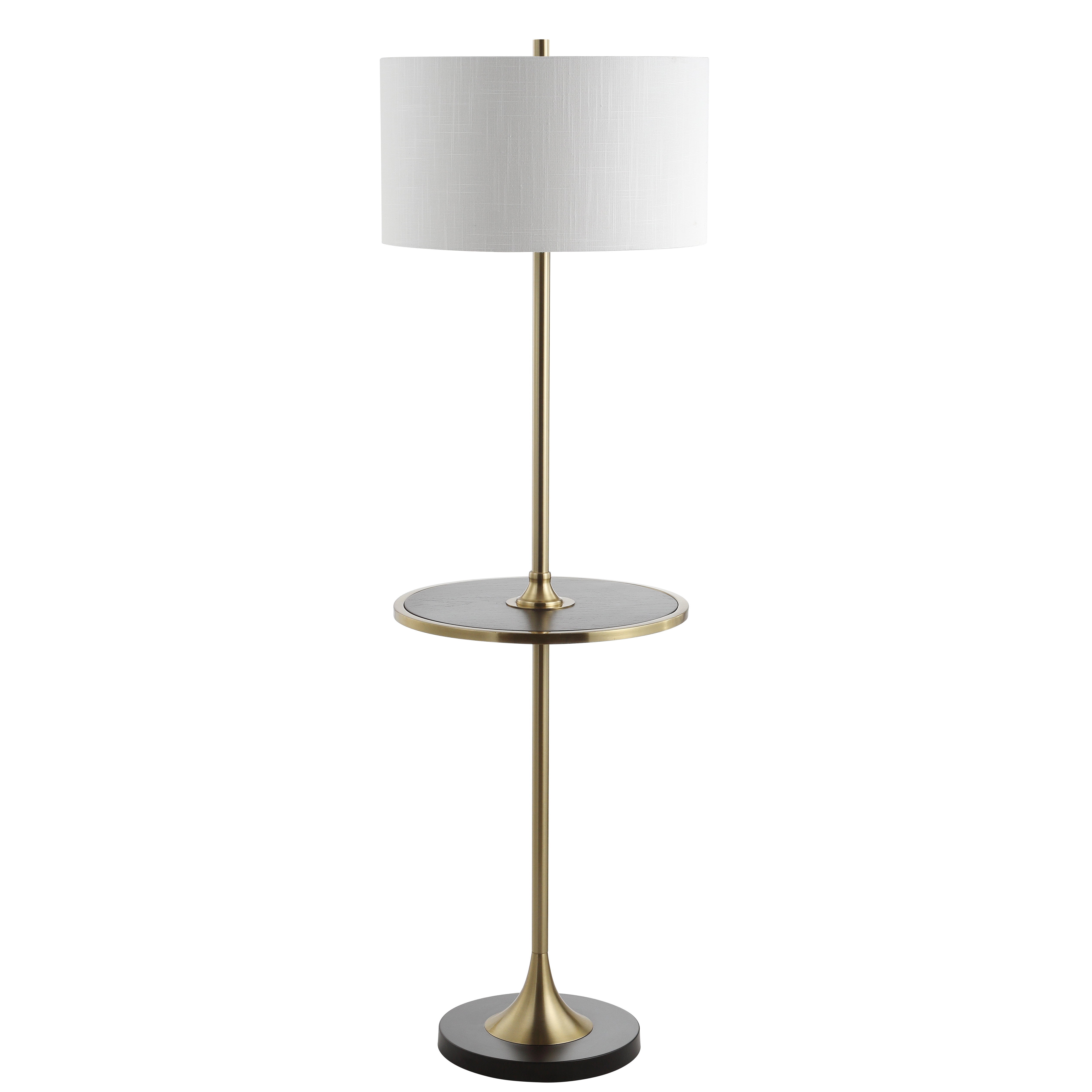 Luce 59" Metal/Wood LED Floor Lamp with Table, Black/Brass Walmart