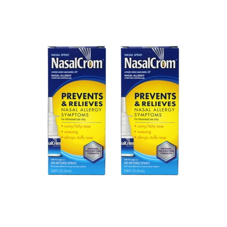 NasalCrom Nasal Spray Allergy Symptom Controller | 200 Sprays | .88 FL OZ (2 Pack)