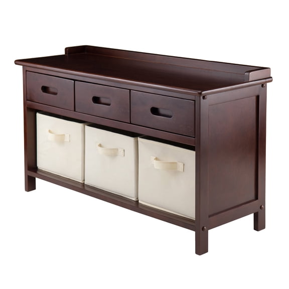 Winsome Adriana 4 Pieces Storage Transitional Solid Wood Bench - Antique Walnut