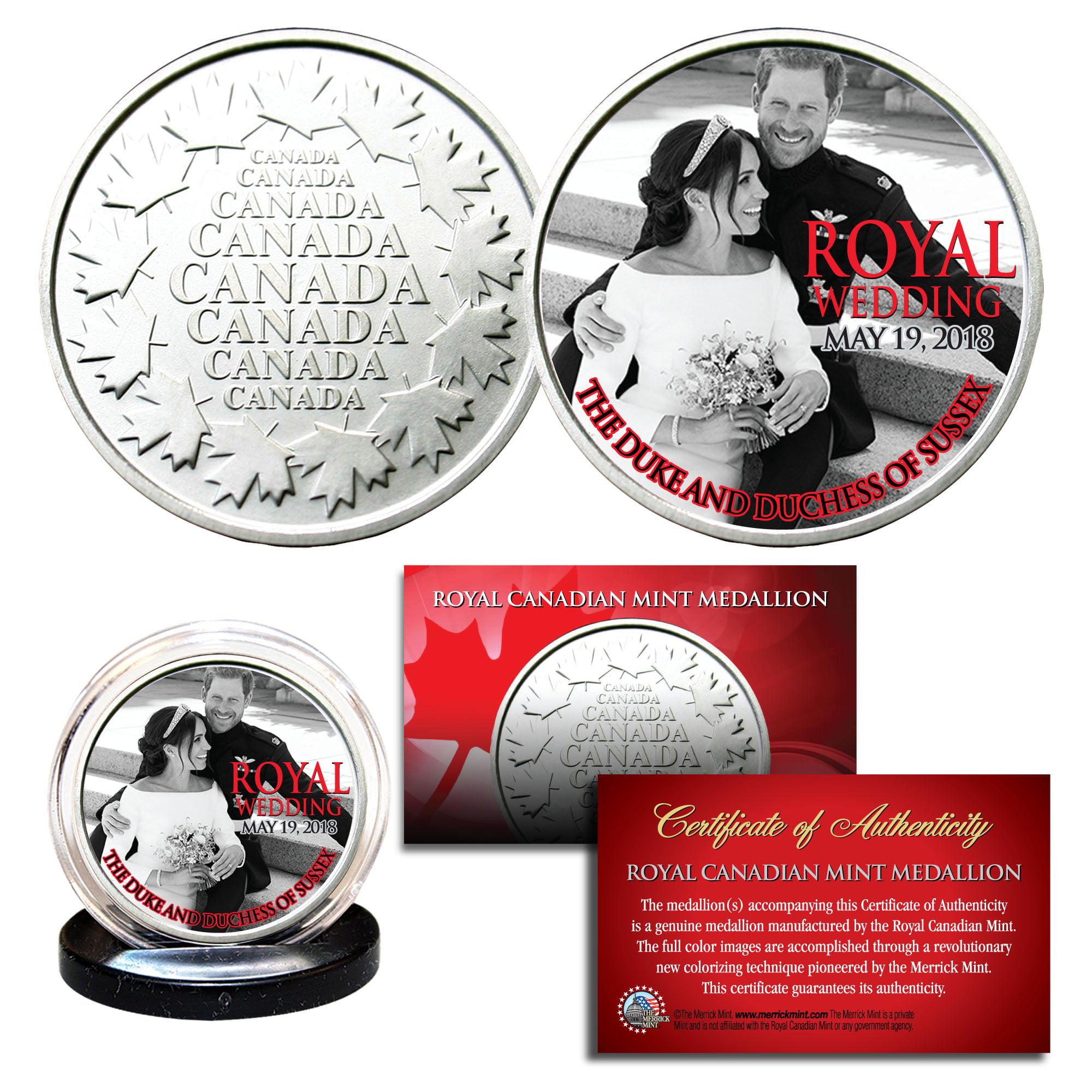 PRINCE HARRY & MARKLE Royal Engagement RCM Medallions OFFICIAL PHOTOS 2-Coin Set 