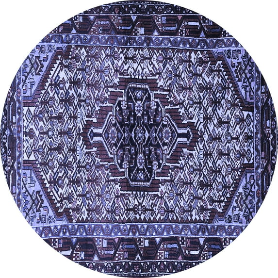 Ahgly Company Machine Washable Indoor Round Persian Blue Traditional Area Rugs, 4' Round