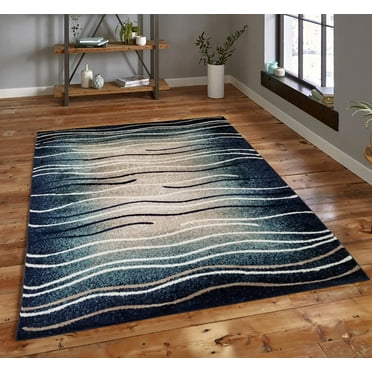 Arzezum Design Contempo Rugs For Living Rooms,3001,Navy Polypropylene Area rugs,5x7