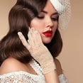 thumbnail image 3 of Guantes de encaje para mujer, guantes para fiesta de té, guantes cortos de cortesía, guantes de novia vintage con flores para mujer, cena de boda, 3 of 5
