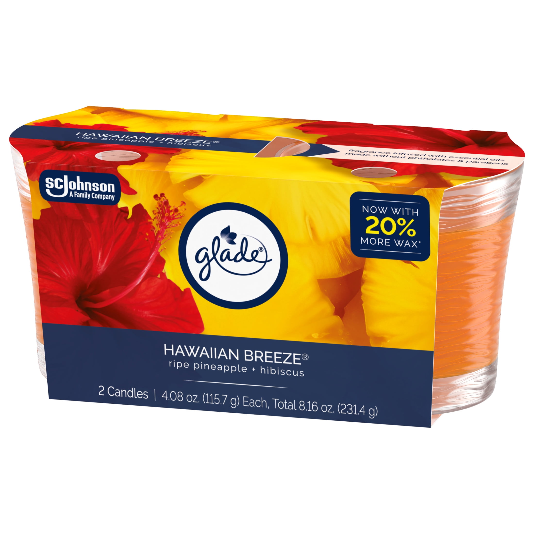 Glade Single Wick Candles, Hawaiian Breeze, 8.16 oz, 2 Count