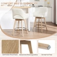 thumbnail image 5 of Zesthouse 26.8″ Swivel Counter Height Bar Stools Set of 2, Upholstered Faux Leather Bar Stools with Back and Wood Legs, Mid Century Modern Barstool Island Chairs for Kitchen Counter, Cream, 5 of 10