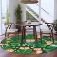 thumbnail image 3 of Round Rug 5Ft Washable Non-Slip, Summer Owls Circle Area Rugs for Living Room Bedroom, Green Palm Leaves Tropical Plants Indoor Floor Mats Carpet Runner for Home Decor Aesthetic, 3 of 8