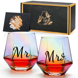 Engagement Gifts for Couples - Boyfriend Girlfriend Wine glasses - Fiance  Gifts for Him and Her - Newly Engaged Unique Glasses