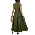 thumbnail image 6 of Aimik Womens Belted Collared Maxi Shirt Dress Sleeveless V Neck Loose Fit Summer Vacation Beach Long Dresses with Pockets, 6 of 6