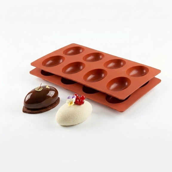 Silicone Egg Mold for Baking, 2 Pack 8 Cavity Food-Grade Non-Stick Egg Shaped Molds for Chocolate Candy Jello Dessert, Easter