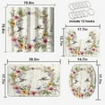 thumbnail image 2 of Hummingbird 4 Pcs Shower Curtain Set Spring Flower Bird Vintage Wooden Board with Non-Slip Rugs Toilet Lid Cover and Bath Mat Bathroom Decor Set, 72x72 Inch, 2 of 4