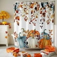 thumbnail image 3 of Shower Curtain 36"W x 72"L Watercolor Rustic Vintage Thanksgiving Pumpkins Fabric Shower Curtains Set with Hooks Water Repellent Bathroom Curtains Machine Washable Bathroom Accessories, 3 of 6