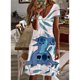 thumbnail image 3 of Vestido elegante informal con cuello en V y largo hasta la rodilla con estampado de Lilo y Stitch de Disney para mujer de verano Y2K 2024, 3 of 5