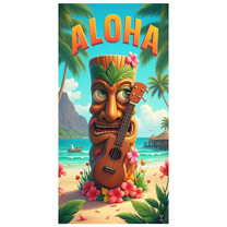 Tropical Theme Aloha Banner Decorative Design Tiki Decor Beach Guitar Flower for Summer Party Beach Event Outdoor Decoration