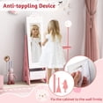 thumbnail image 6 of Kids Dressing Mirror with Jewelry Storage, Standing Cabinet Organizer for Rings Earrings Necklaces, Vanity Armoire for Girls, White, 6 of 6