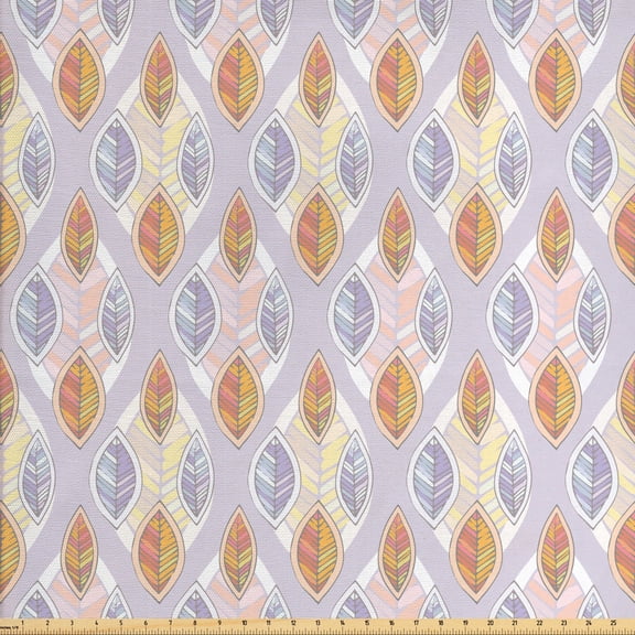 Leaves Fabric by the Yard Upholstery, Cartoon Style Foliage Pattern with Many Colors Fresh Spring Season Blooms Image, Decorative Fabric for DIY and Home Accents, Multicolor by Ambesonne