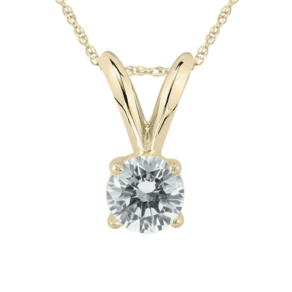 SZUL Women's 1/4 Carat Diamond Solitaire Pendant in 14K Yellow Gold (L-M Color, I2-I3 Clarity)