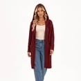 thumbnail image 6 of Otvok Women Hooded Cable Knit Long Cardigan, Open Front Long Sleeve Maxi Length Loose Sweater Coat with Side Pockets, 6 of 7