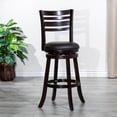 thumbnail image 2 of Swivel 30" Counter Height Bar Stool with Backrest and Footrest, Fabric Upholstered Barstools with Wood Frame & Flared Legs, Breakfast Stools for Home Pub Kitchen, Espresso & Black, 2 of 9
