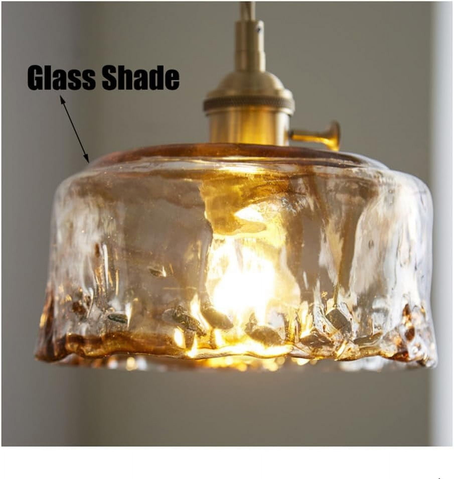 Japanese Style Mini Glass Pendant Lighting for Above Sink, Small Amber Rustic Pendant Light Fixture for Bedside, Retro Farmhouse Pendant Light, Simple Vintage Pendant Lamp for Kitchen Island